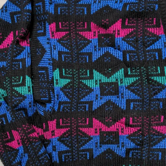 Vintage 90s Colorful Abstract Print V Neck Sweater Size L Grannycore - Picture 3 of 7